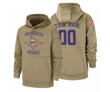 Minnesota Vikings Custom Nike Tan 2019 Salute To Service Name & Number Sideline Therma Pullover Hoodie