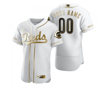 Men's Cincinnati Reds Custom Nike White Stitched MLB Flex Base Golden Edition Jersey