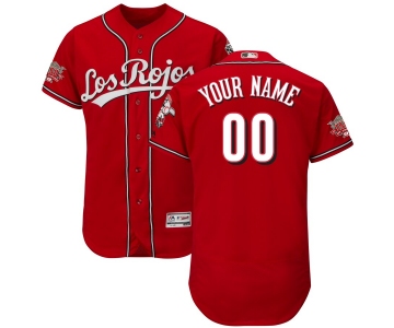 Men's Cincinnati Reds Customized Scarlet Los Rojos Home 150th Anniversary FlexBase Jersey