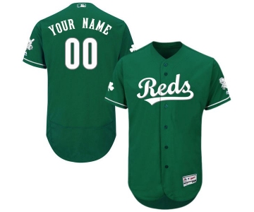 Mens Cincinnati Reds Green Celtic Customized Flexbase Majestic MLB Collection Jersey