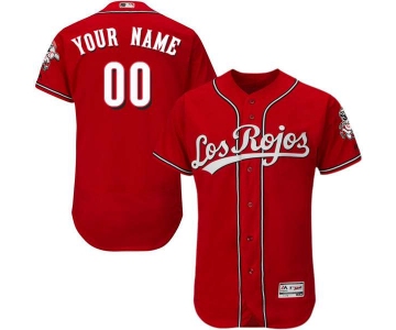 Mens Cincinnati Reds Los Rojos Red Customized Flexbase Majestic MLB Collection Jersey
