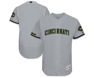 Men's Cincinnati Reds Majestic Gray 2018 Memorial Day Authentic Collection Flex Base Team Custom Jersey