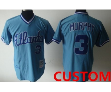 Custom Atlanta Braves Light Blue Throwback Jersey