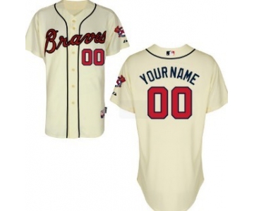 Kids' Atlanta Braves Customized Cream Jersey