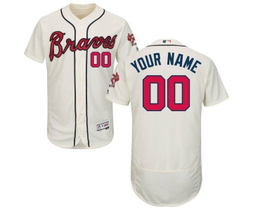 Mens Atlanta Braves Cream Customized Flexbase Majestic MLB Collection Jersey
