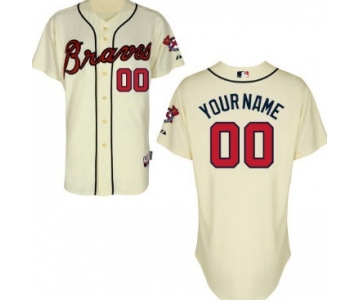 Men's Atlanta Braves Customized Cream Jersey