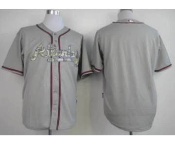 Men's Atlanta Braves Customized Gray With Camo Jersey