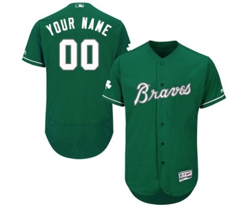 Mens Atlanta Braves Green Celtic Customized Flexbase Majestic MLB Collection Jersey