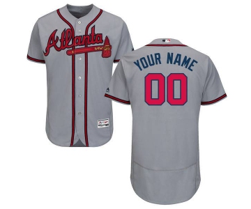 Mens Atlanta Braves Grey Customized Flexbase Majestic MLB Collection Jersey