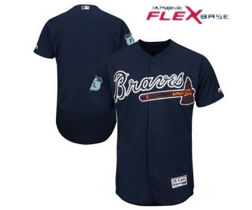 Men's Atlanta Braves Majestic Navy Blue 2017 Spring Training Authentic Flex Base Stitched MLB Custom Jersey