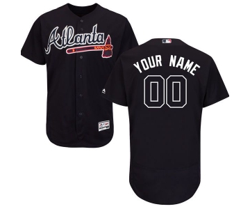 Mens Atlanta Braves Navy Blue Customized Flexbase Majestic MLB Collection Jersey