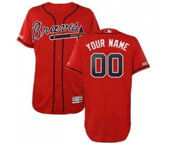 Men's Atlanta Braves Red Customized 150th Patch Flexbase Jersey