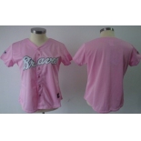 Women's Atlanta Braves Customized White With Pink Jersey