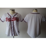 Women's Atlanta Braves Customized White With Red Jersey