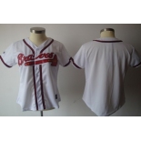 Women's Atlanta Braves Customized White With Red Jersey