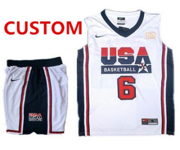 Custom USA Basketball Retro 1992 Olympic Dream Team White Basketball Suit
