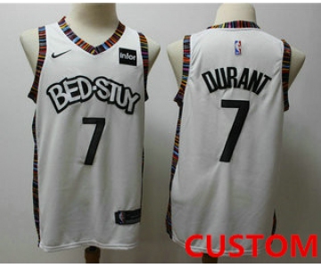 Men's Brooklyn Nets Custom new white 2020 city edition nba swingman jersey with the sponsor logo