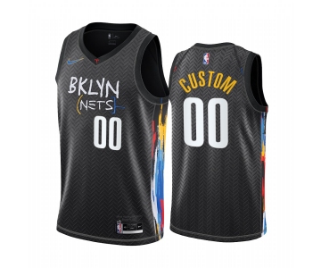 Men's Nike Nets Custom Personalized Black NBA Swingman 2020-21 City Edition Jersey