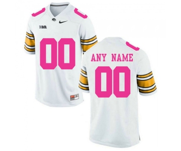 Iowa Hawkeyes White Men's Customized 2018 Breast Cancer Awareness College