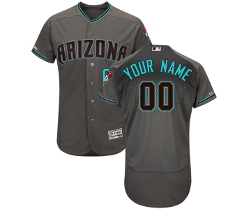 Men's Arizona Diamondbacks Majestic Gray Teal Flex Base Authentic Custom Jersey