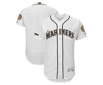 Men's Seattle Mariners Majestic White 2018 Memorial Day Authentic Collection Flex Base Team Custom Jersey