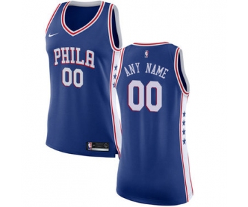 Women's Customized Philadelphia 76ers Swingman Blue Nike NBA Icon Edition Jersey