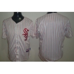 Custom Chicago White Sox Blank White With Red Pinstripe Jersey