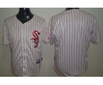 Custom Chicago White Sox Blank White With Red Pinstripe Jersey
