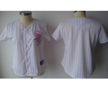 Kids' Chicago White Sox Customized White With Pink Pinstripe Jersey