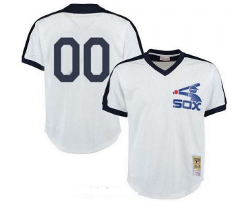 Men's Chicago White Sox White Mesh Batting Practice Throwback Majestic Cooperstown Collection Custom Baseball Jersey