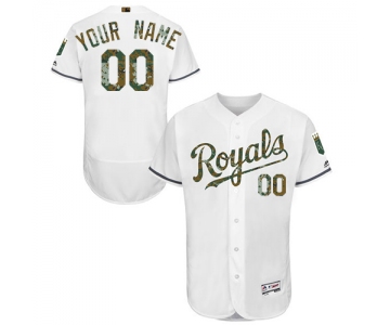 Kansas City Royals White Memorial Day Men's Customized Flexbase Jersey