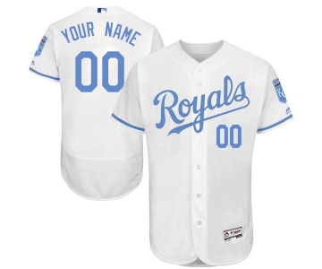 Mens Kansas City Royals 2016 Fathers Day Fashion White Customized Flexbase Majestic MLB Collection Jersey