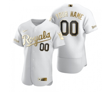 Men's Kansas City Royals Custom Nike White Stitched MLB Flex Base Golden Edition Jersey