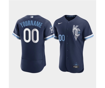 Men's Kansas City Royals Customized 2022 Navy City Connect Stitched Baseball Jersey