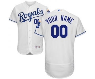 Men's Kansas City Royals Customized White Home 2016 Flexbase Majestic Collection Baseball Jersey