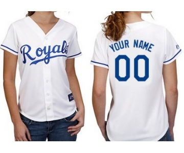 Men's Kansas City Royals Customized White With Blue Jersey