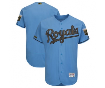 Men's Kansas City Royals Majestic Light Blue 2018 Memorial Day Authentic Collection Flex Base Team Custom Jersey