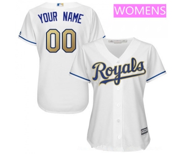 Women's Kansas City Royals White With Gold Home Majestic 2017 Cool Base Custom Baseball Jersey
