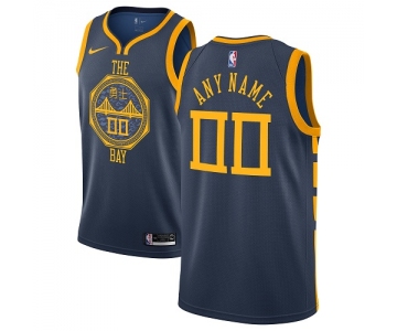 Customized Men's Golden State Warriors Authentic Navy Blue City Edition Nike NBA Jersey