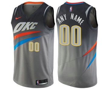 Men's Nike Oklahoma City Thunder Customized Swingman Gray NBA City Edition Jersey