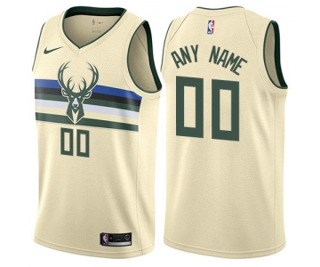 Men's Nike Milwaukee Bucks Customized Authentic Cream NBA City Edition Jersey