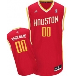 Mens Houston Rockets Customized Red With Gold Jersey