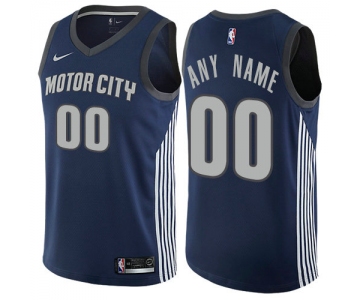Men's Nike Detroit Pistons Customized Authentic Navy Blue NBA City Edition Jersey