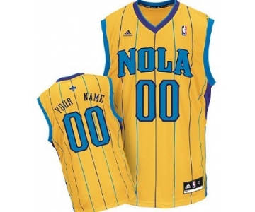 Mens New Orleans Hornets Customized Yellow Jersey