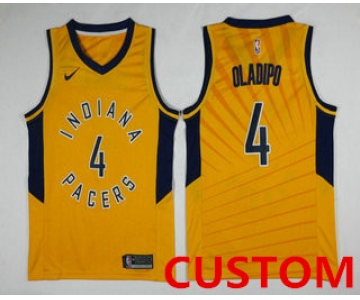 Custom Men's Indiana Pacers New Yellow 2017-2018 Nike Swingman Stitched NBA Jersey
