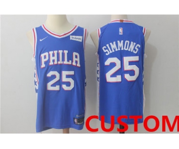 Custom Men's Philadelphia 76ersNew Royal Blue 2017-2018 Nike Swingman Stitched NBA Jersey