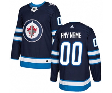 Custom Men's Adidas Winnipeg Jets  2017-2018 Hockey Blue Stitched NHL Jersey