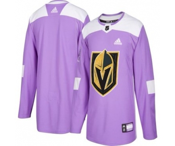 Men's Vegas Golden Knights Purple Pink Custom Adidas Hockey Fights Cancer Practice Jersey