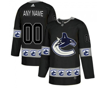 Men's Vancouver Canucks Custom Black Team Logos Fashion Adidas Jersey