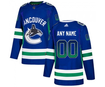 Vancouver Canucks Blue Men's Customized Drift Fashion Adidas Jersey
